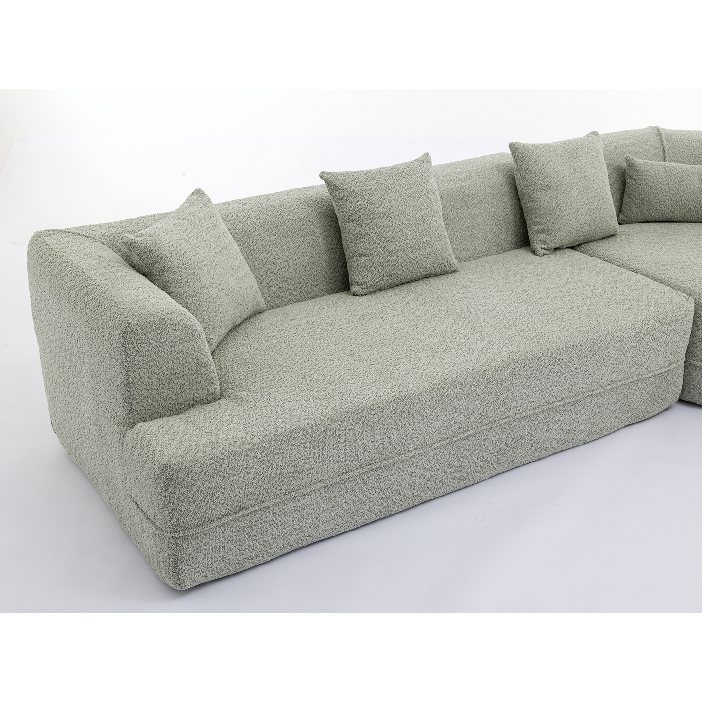 [VIDEO PROVIDED][ New And Upgraded Extended Edition]Modular sofa , modern minimalist style sofa,  upholstered ,  free combination, round fiber fabric, anti-wrinkle fabric,Dimension extension,Green