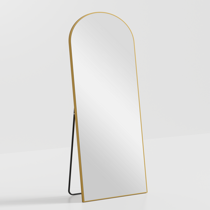 Wooden right angled arched golden full-length mirror with stand 71 * 31 * 1 inch Bathroom Vanity Mirror for Bedroom Entryway, Living/Dressing Room