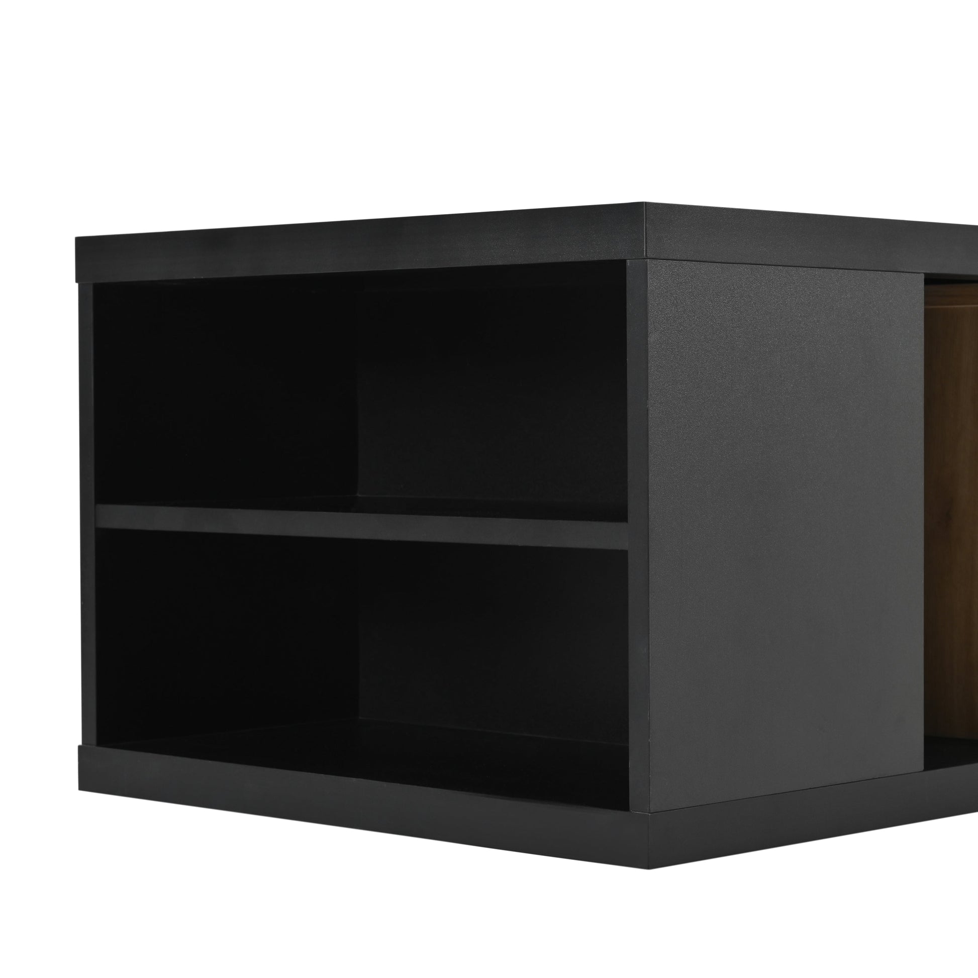 ON-TREND Extendable TV Stand and Coffee Table Set with 3 Tier Bookshelves for Living Room