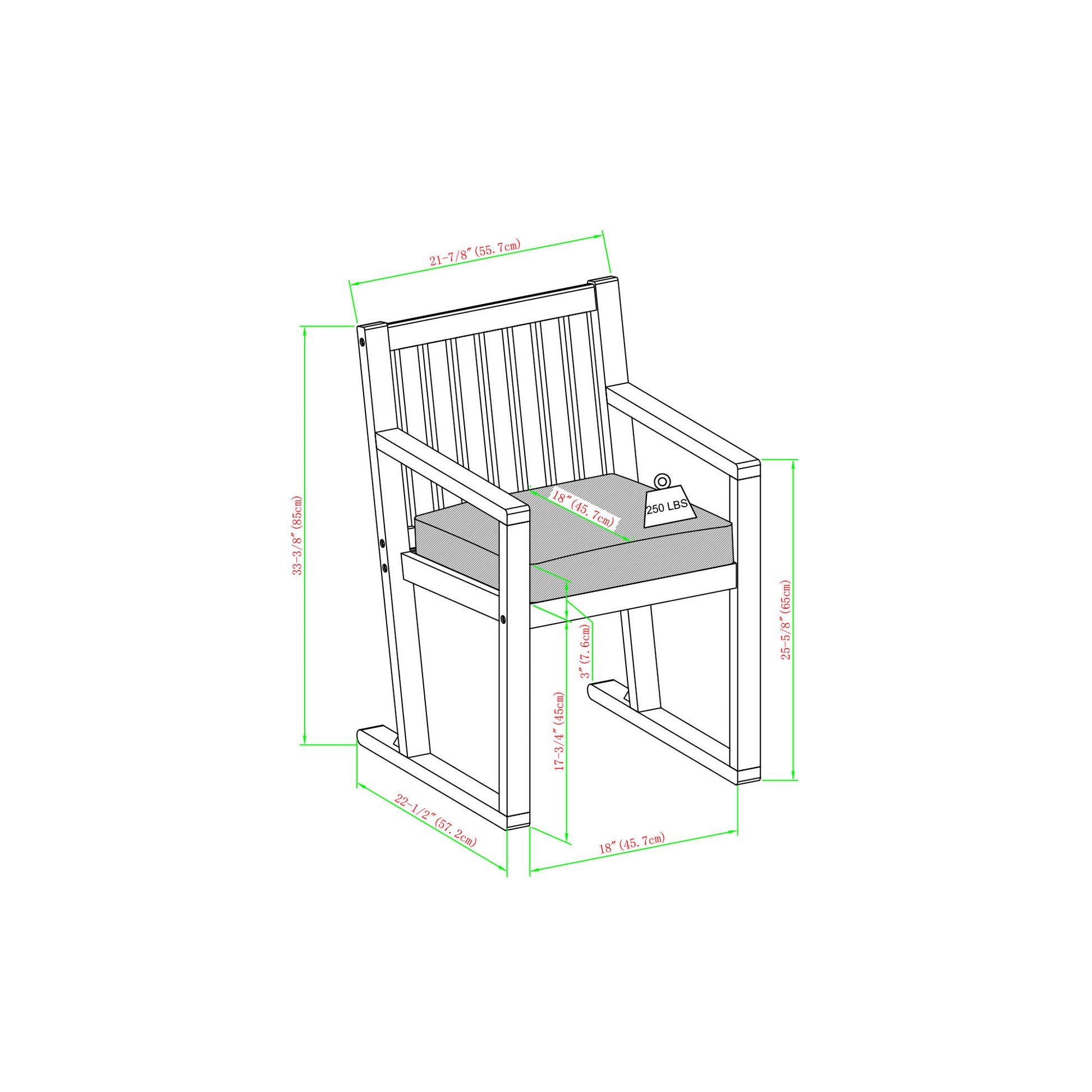 Contemporary 2-Piece Solid Wood Slat-Back Patio Dining Chairs – Brown