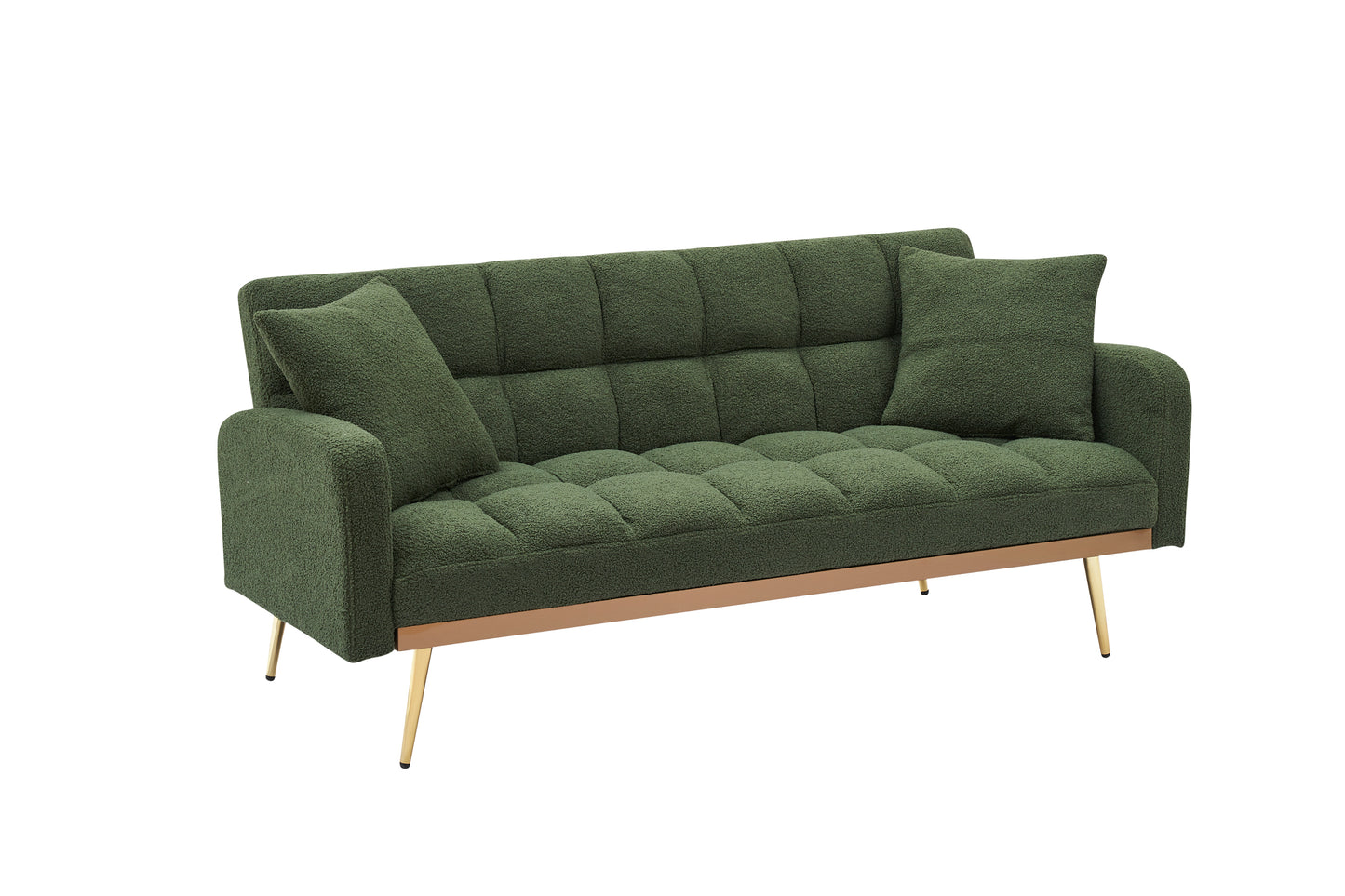 69 "green sofa bed, adjustable sofa teddy 2 throw pillows