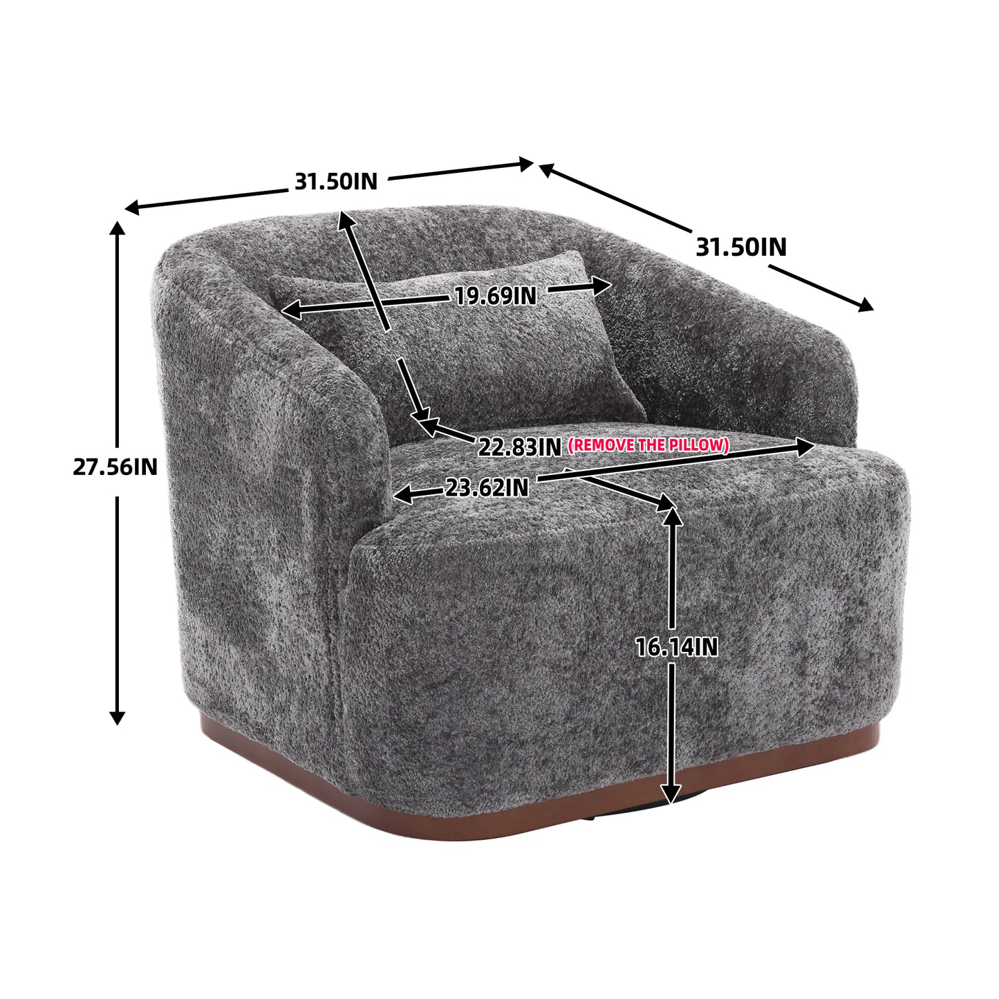 COOLMORE Swivel Barrel Chair, Comfy Round Accent Sofa Chair for Living Room, 360 Degree Swivel Barrel Club Chair, Leisure Arm Chair for Nursery, Hotel, Bedroom, Office, Lounge (Gray Boucle)