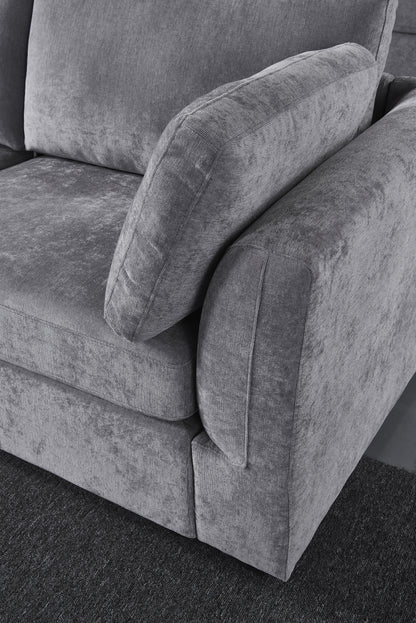 modular sofa grey chenille fabric,  simple and grand, the seat and back is very soft. this is also a KNOCK DOWN sofa