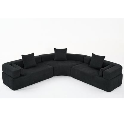 [NEW ARRIVED] [VIDEO PROVIDED]Oversized Combination Sofa,Curved Sofa,Upholstered 4 Seater Couch for Living Room,  Modern Modular 3 Piece Free Combination, Semicircular Modular  Sofa ,  Boucle, Black