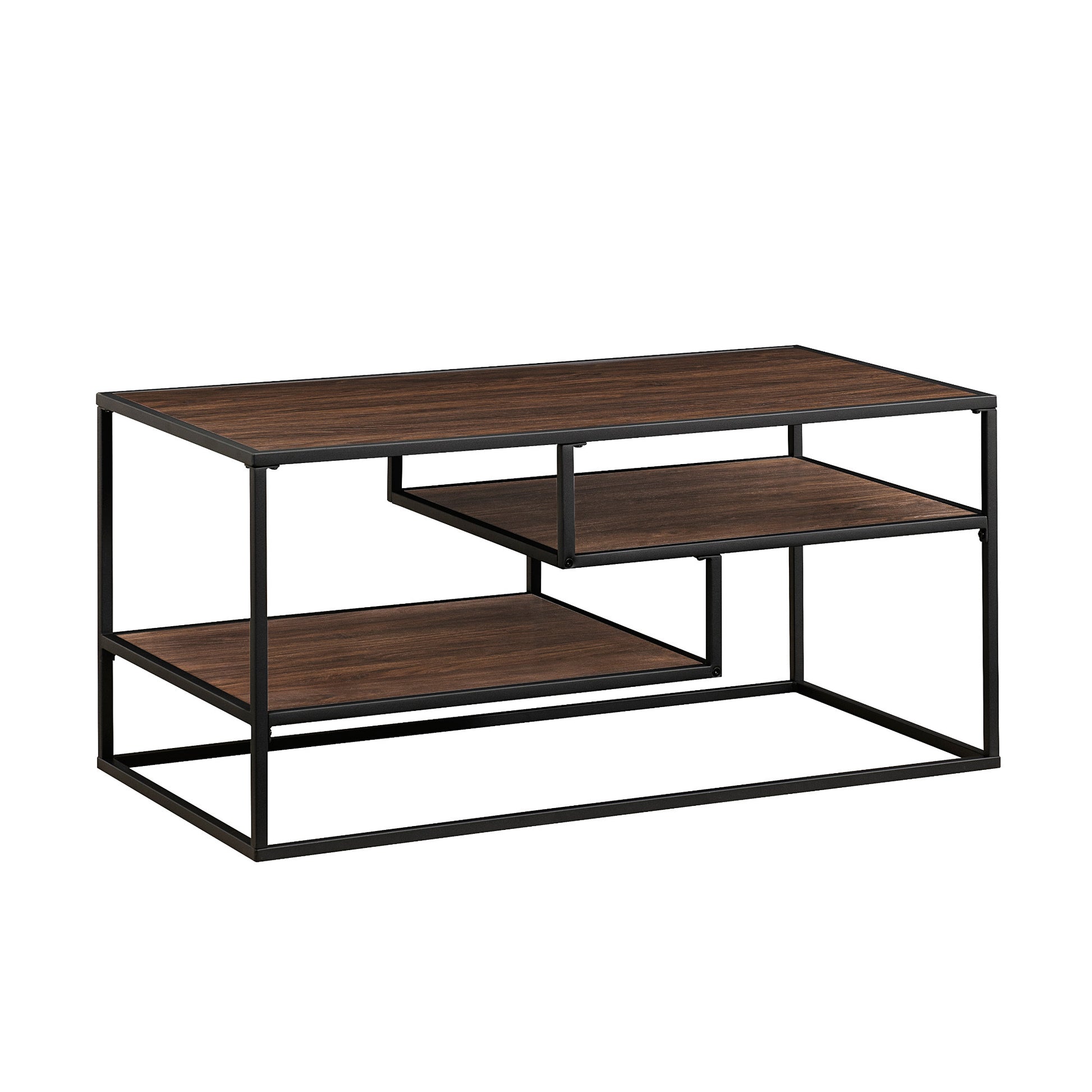 Contemporary Two-Tone Metal Coffee Table - Dark Walnut