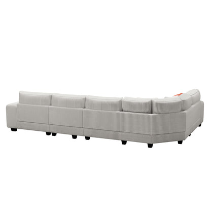 Modular Sectional L-shaped Sofa with Armrest Wooden Frame Locker, Stylish and Comfortable , Cream Style, Beige