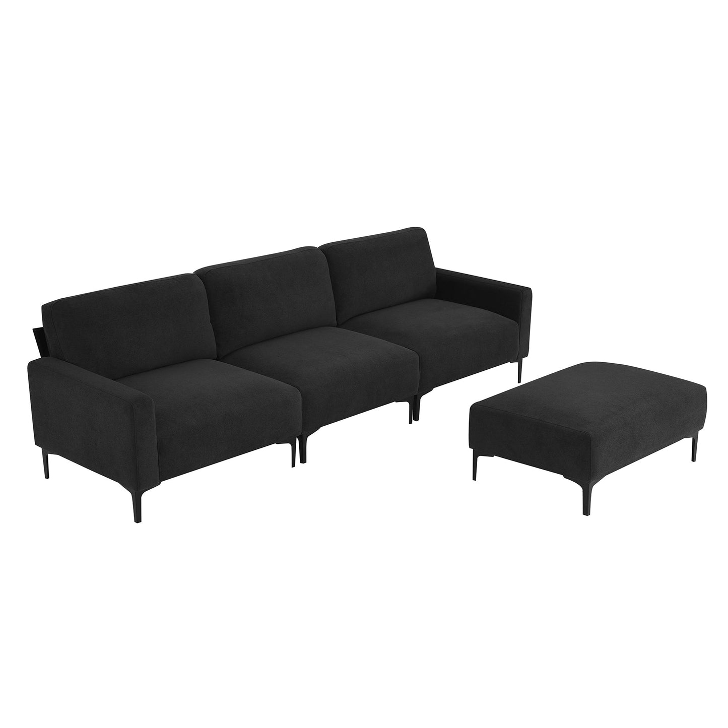 Modern Velvet L-Shaped Sectional Sofa, 4-Seater, Convertible Ottoman, Freely Combinable Sofa