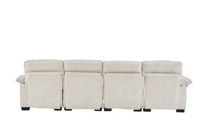 U-shaped profile sofa, including two single seats and two chaise, modular sofa, Chenille sofa,White