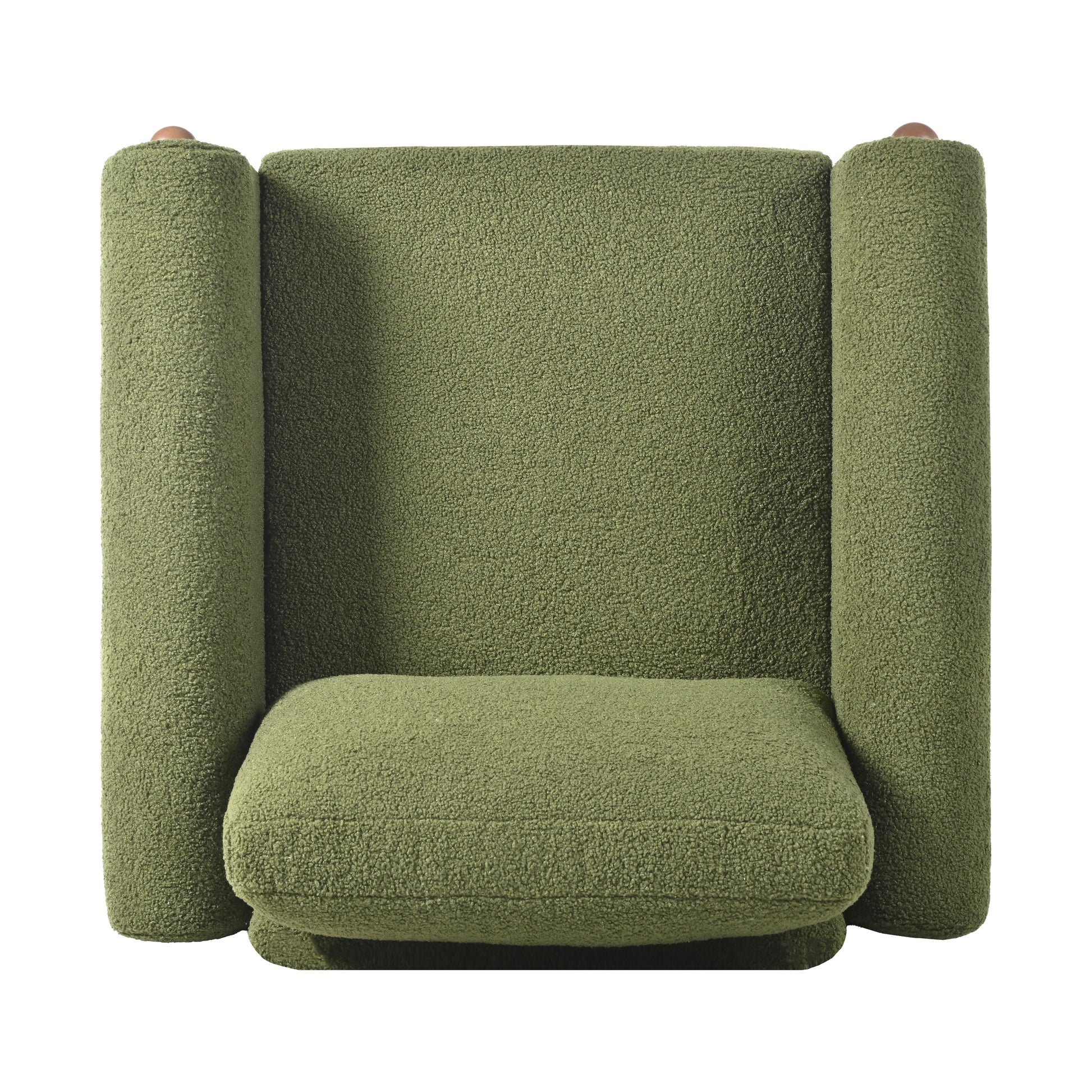 Oversized Accent Chair, Upholstered Living Room Chairs Single Sofa Chair with Walnut Legs, Curved handrail, Green