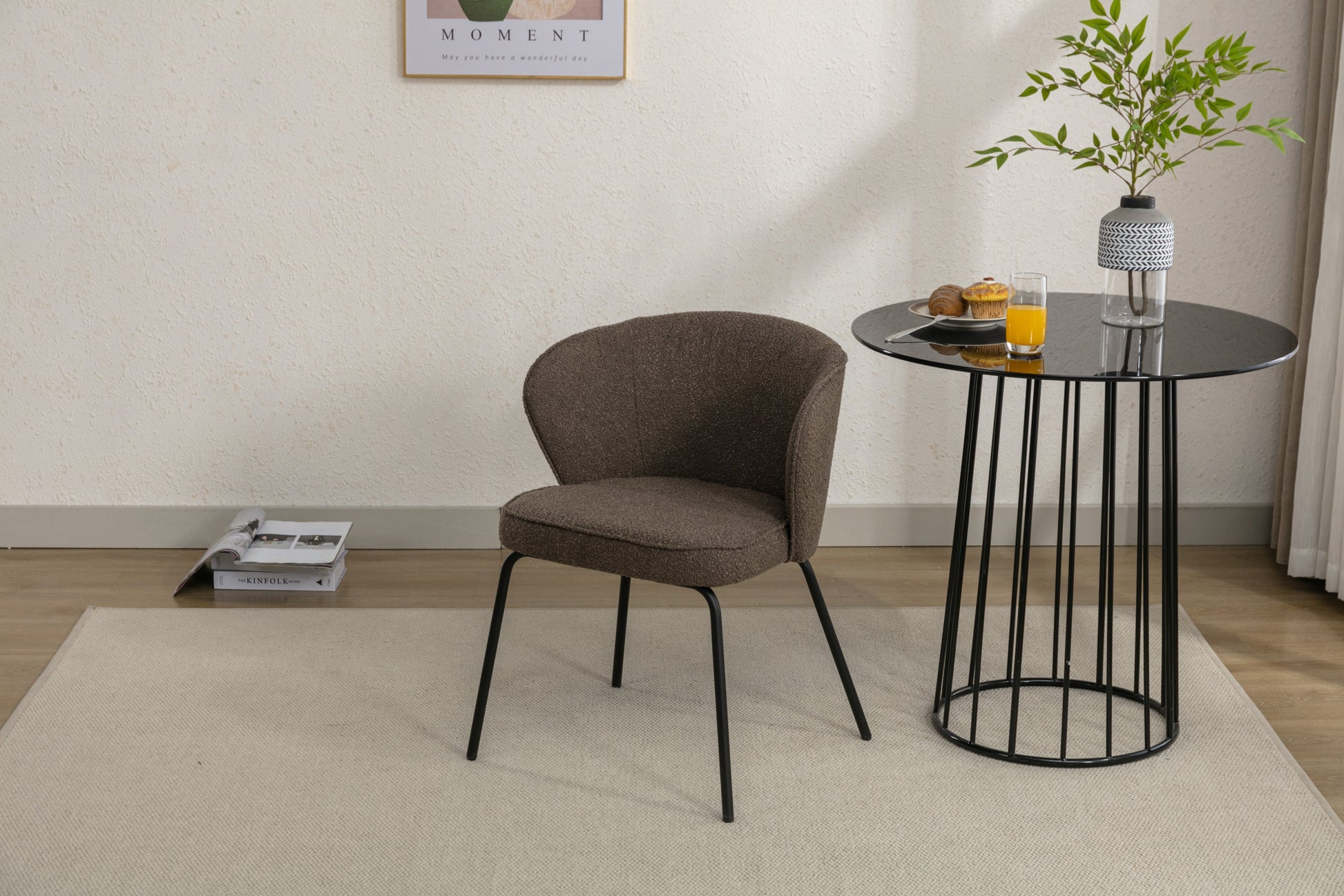 Retro Minimalist Modern Boucle Fabric Dining Chairs