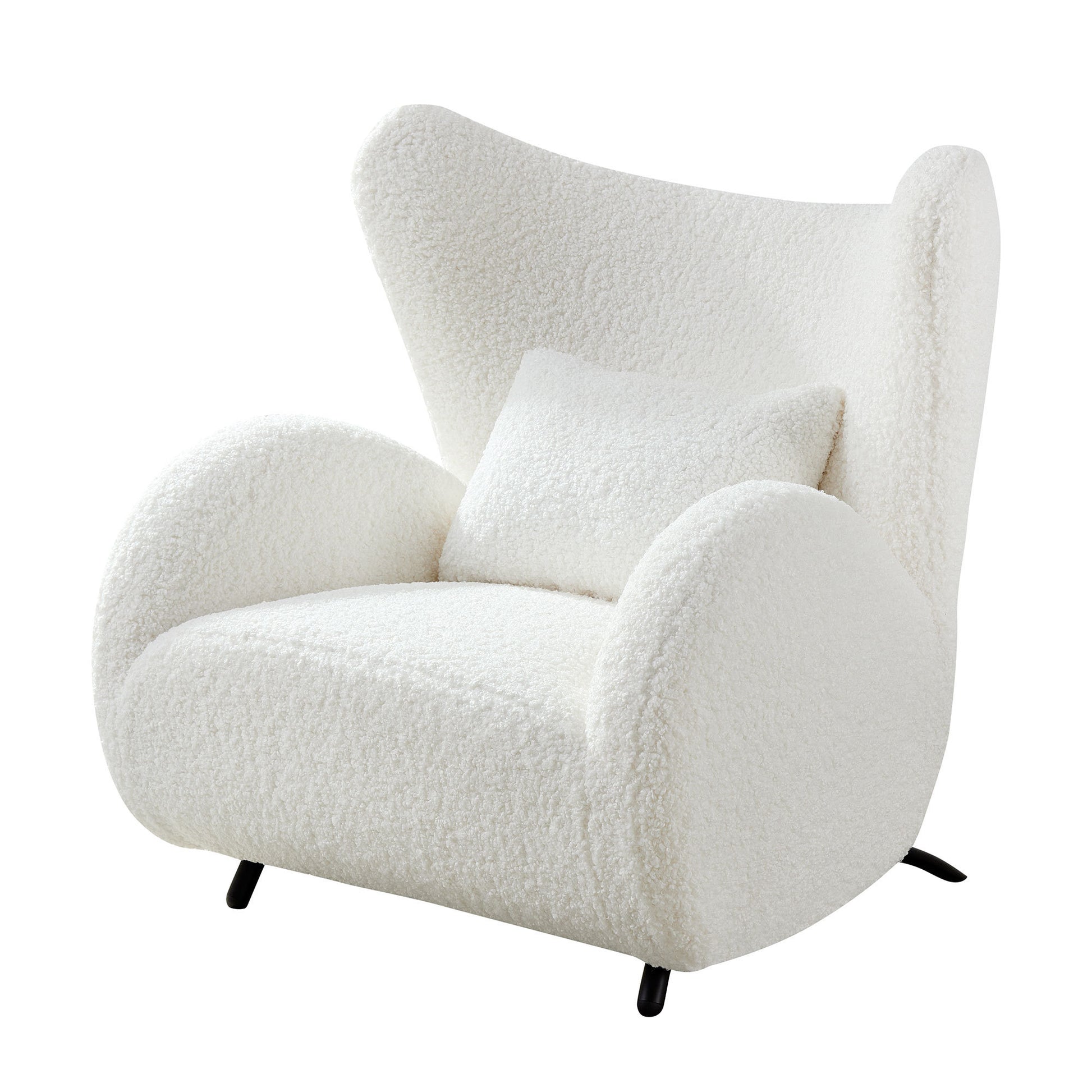 Modern Design Cream Style,Boucle Accent Chair, Furry Sherpa Elegant Single Sofa, Comfy Upholstered Armchair for Living Room Bedroom ,Beige