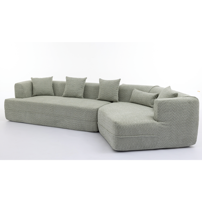 [VIDEO PROVIDED][ New And Upgraded Extended Edition]Modular sofa , modern minimalist style sofa,  upholstered ,  free combination, round fiber fabric, anti-wrinkle fabric,Dimension extension,Green