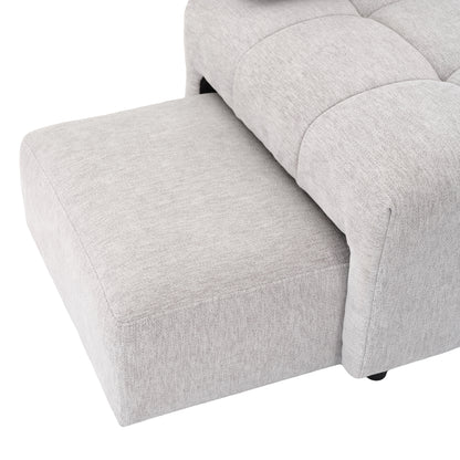 91.73" L-shaped Sofa Sectional Sofa Couch with 2 Stools and 2 Lumbar Pillows for Living Room, Light Grey