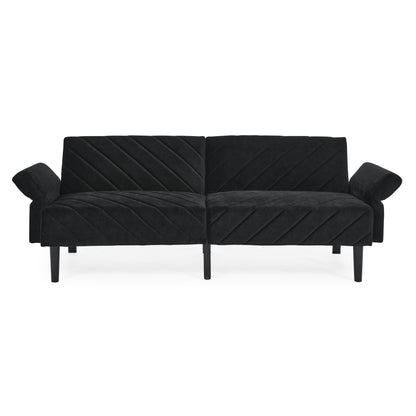 Velvet Futon Couch Convertible Folding Sofa Bed Tufted Couch with Adjustable Armrests for Apartment