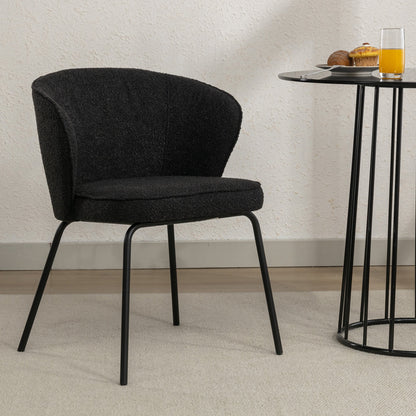 Retro Minimalist Modern Boucle Fabric Dining Chairs