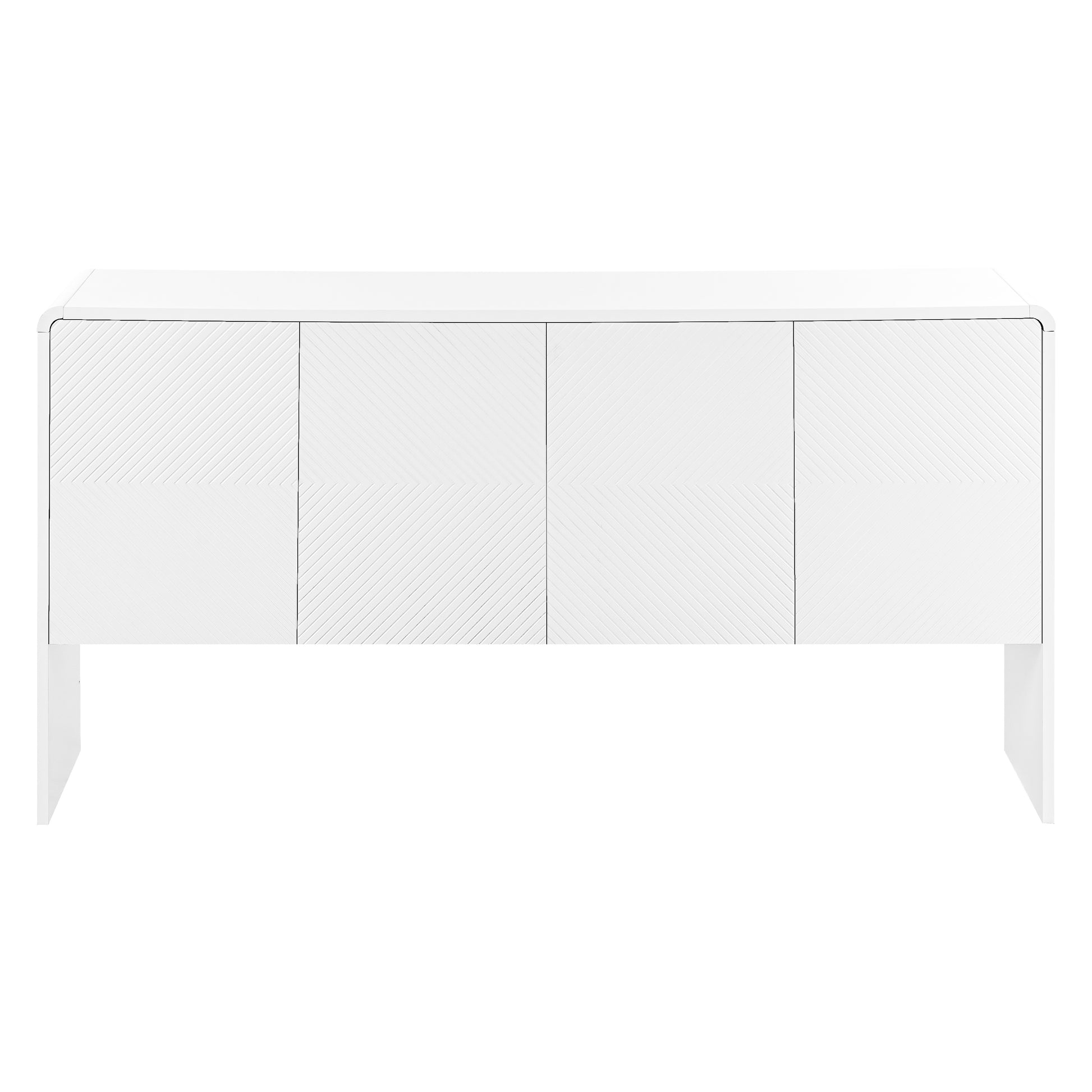 TREXM Minimalist Style 60"L Large Storage Space Sideboard with 4 Doors and Rebound Device for Living Room and Entryway (White)