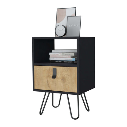 Chase Black and Macadamia Hairpin Legs Nightstand