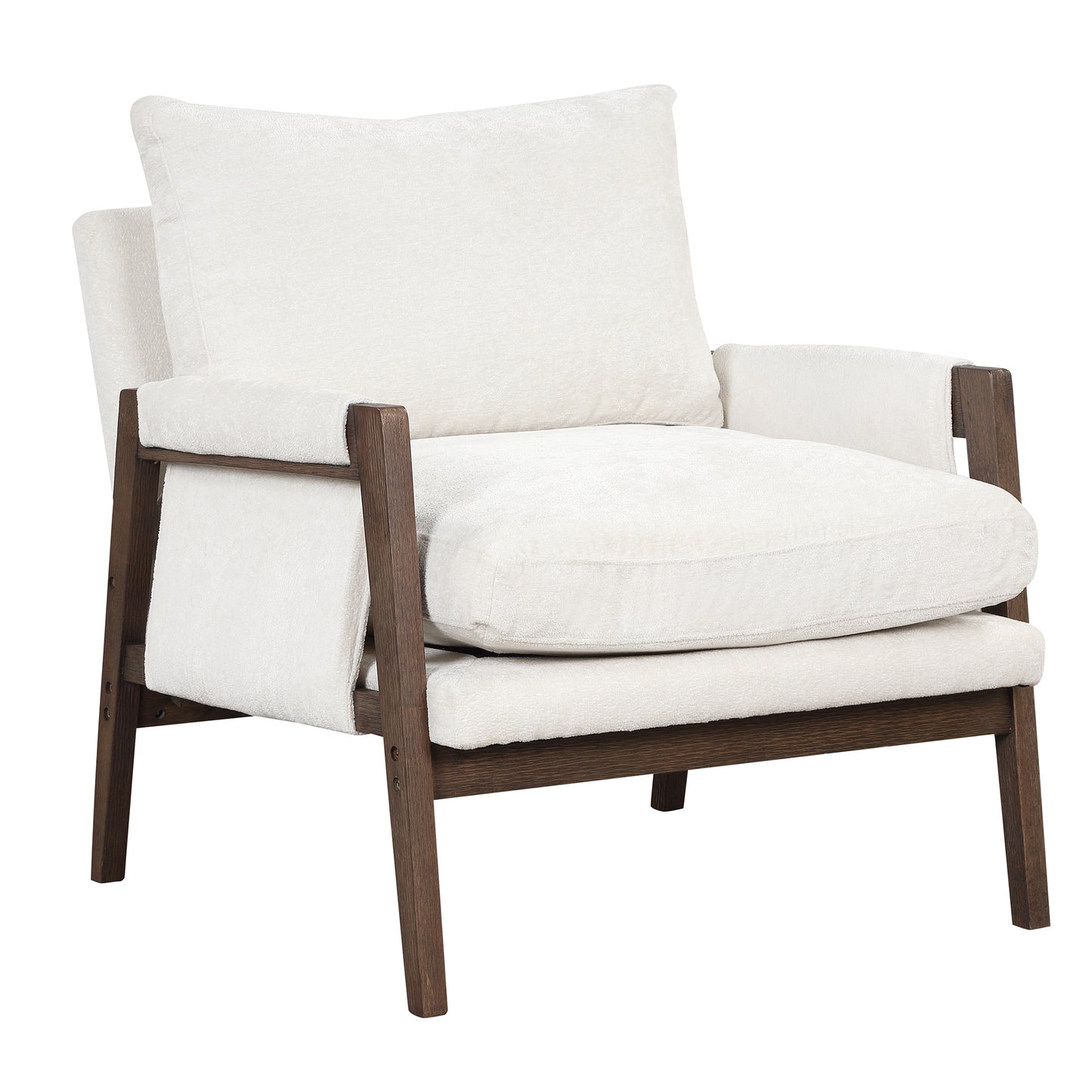 Kelly Mid-Century Modern Velvet Accent Armchair, White