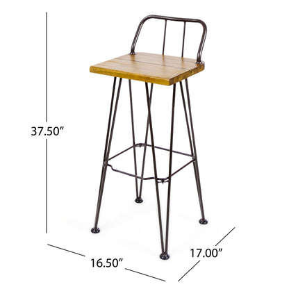 DENALI INDUSTIAL WOOD AND METAL BARSTOOL