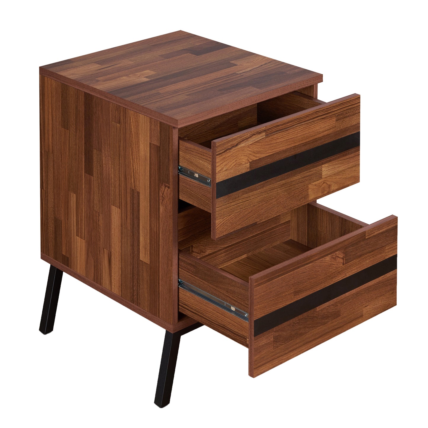 Walnut and Sandy Black 2-drawer Nightstand