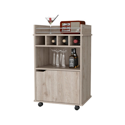 Hannah Macadamia 1-Door Bar Cart