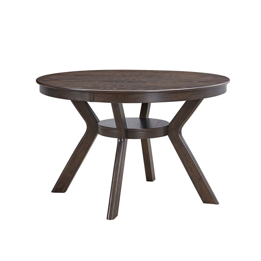 47.24''Round Rubber Wood Dining Table for 4-6 with Wooden Trestle Pedestal Base,Modern Kitchen Wooden Table Dinner Table for Dining Room, Living Room,Brown(1 Table)