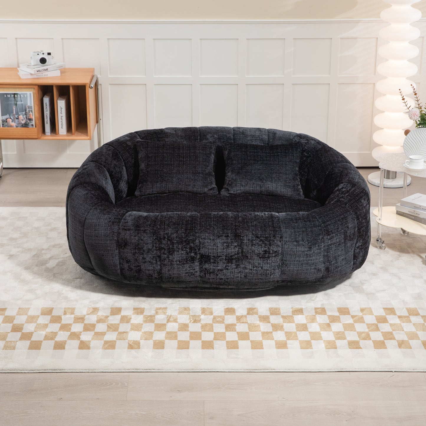 COOLMORE Bean Bag sofa Lazy Sofa Durable Comfort Lounger High Back Bean Bag Chair Couch for Adults and Kids, Indoor & Outdoor, Accent Floor Soft Lounge Chair  (Black chenille)