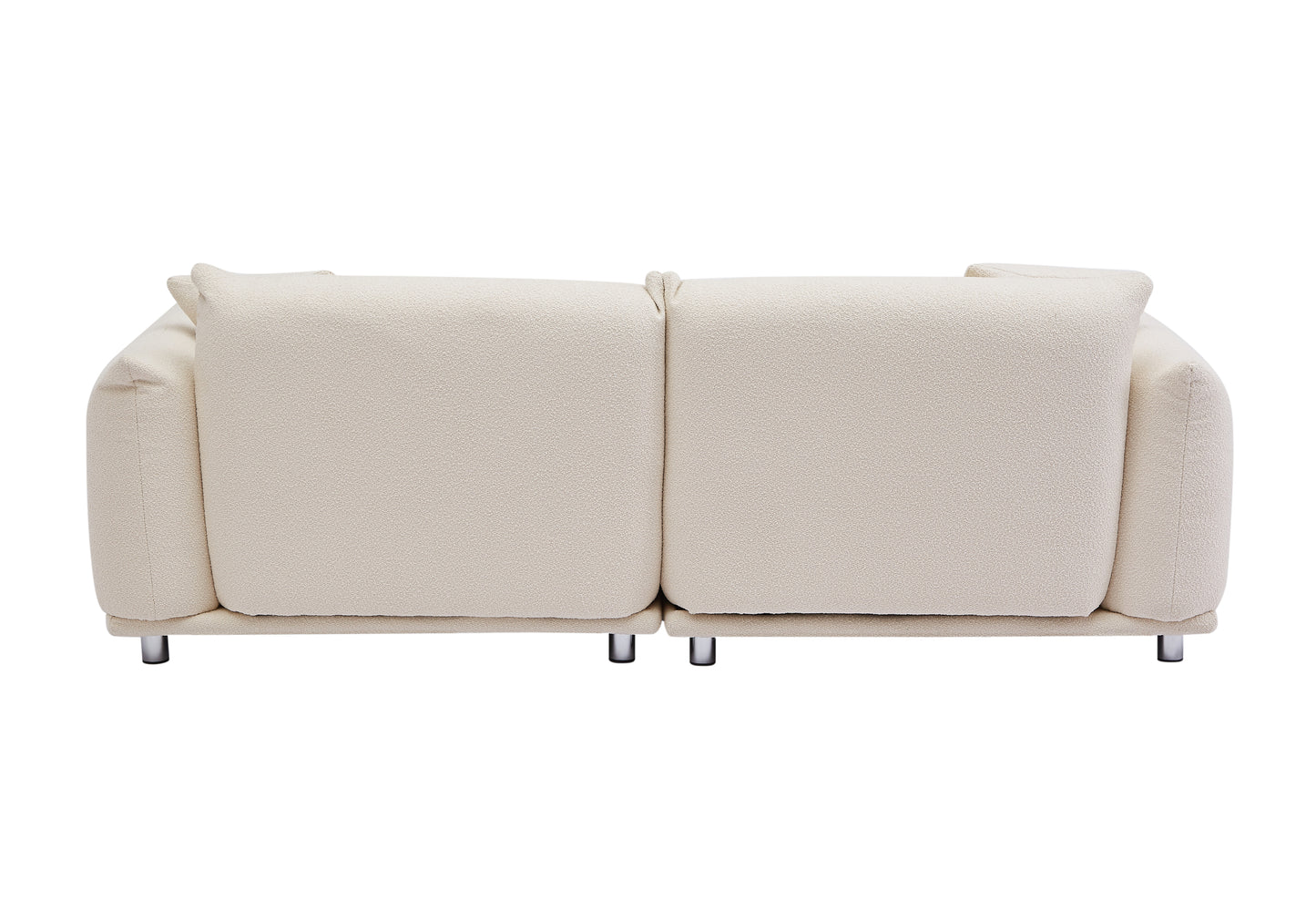 3+1 Oversized Loveseat Sofa for Living Room, Sherpa Sofa with Metal Legs, 3 Seater Sofa, Solid Wood Frame Couch with 2 Pillows, for Apartment Office Living Room White