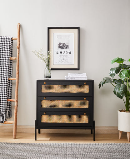 Yara Rattan Mid Century Modern Nightstand, Bedside Table