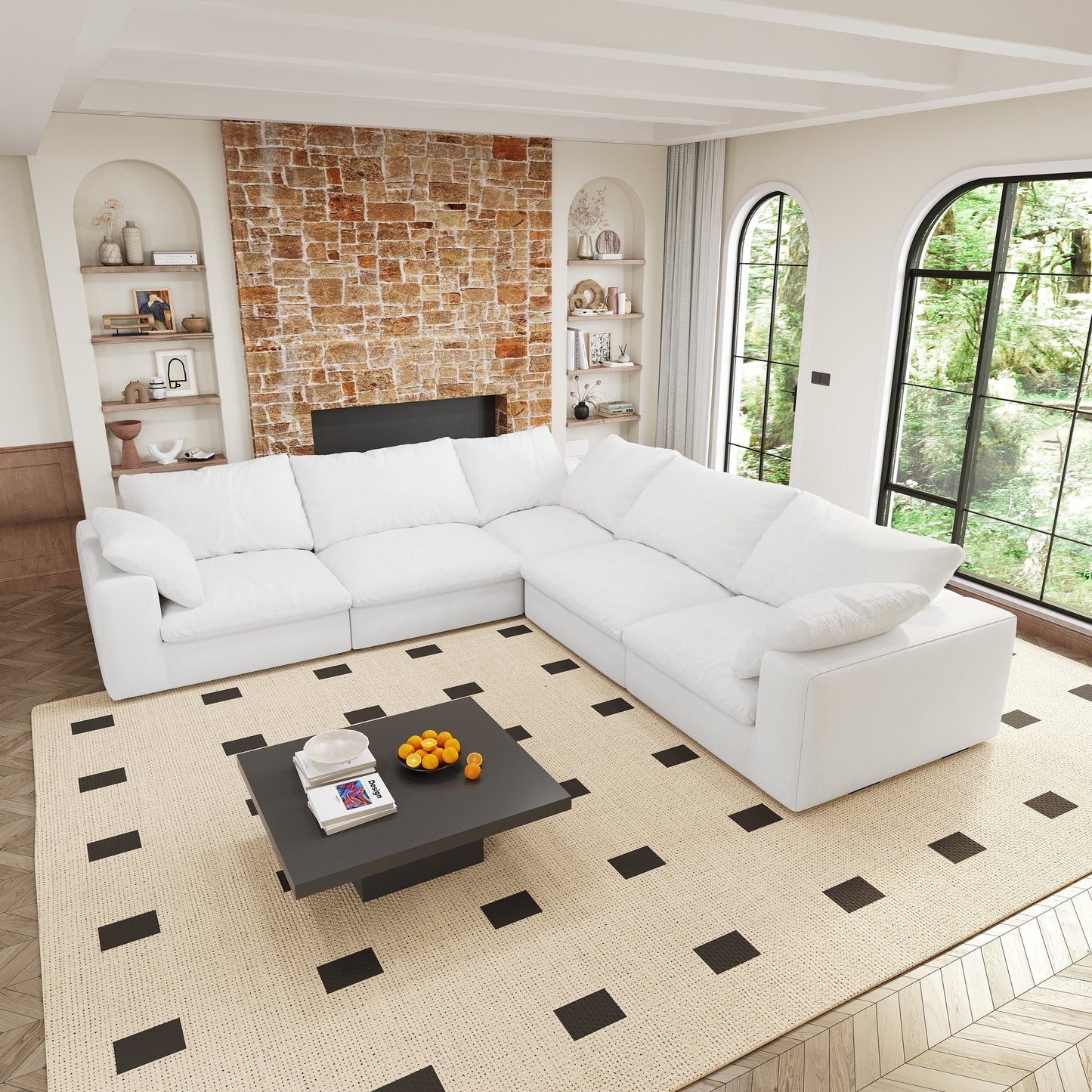 Cloud Modular Sectional Sofa with Storage Ottomans, Down Filled Comfort for Living Room