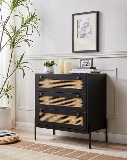 Yara Rattan Mid Century Modern Nightstand, Bedside Table