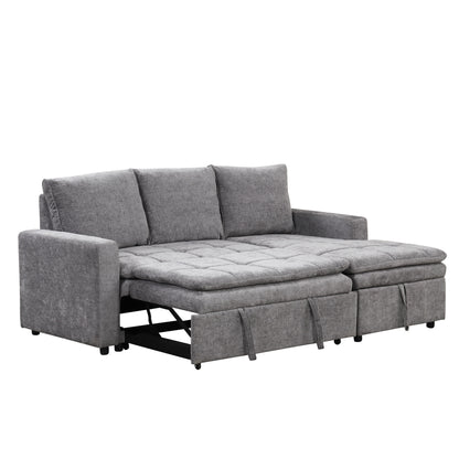 U_STYLE  Soft Upholstered Sectional Sofa Bed with Storage Space, Suitable for Living Rooms and Apartments.