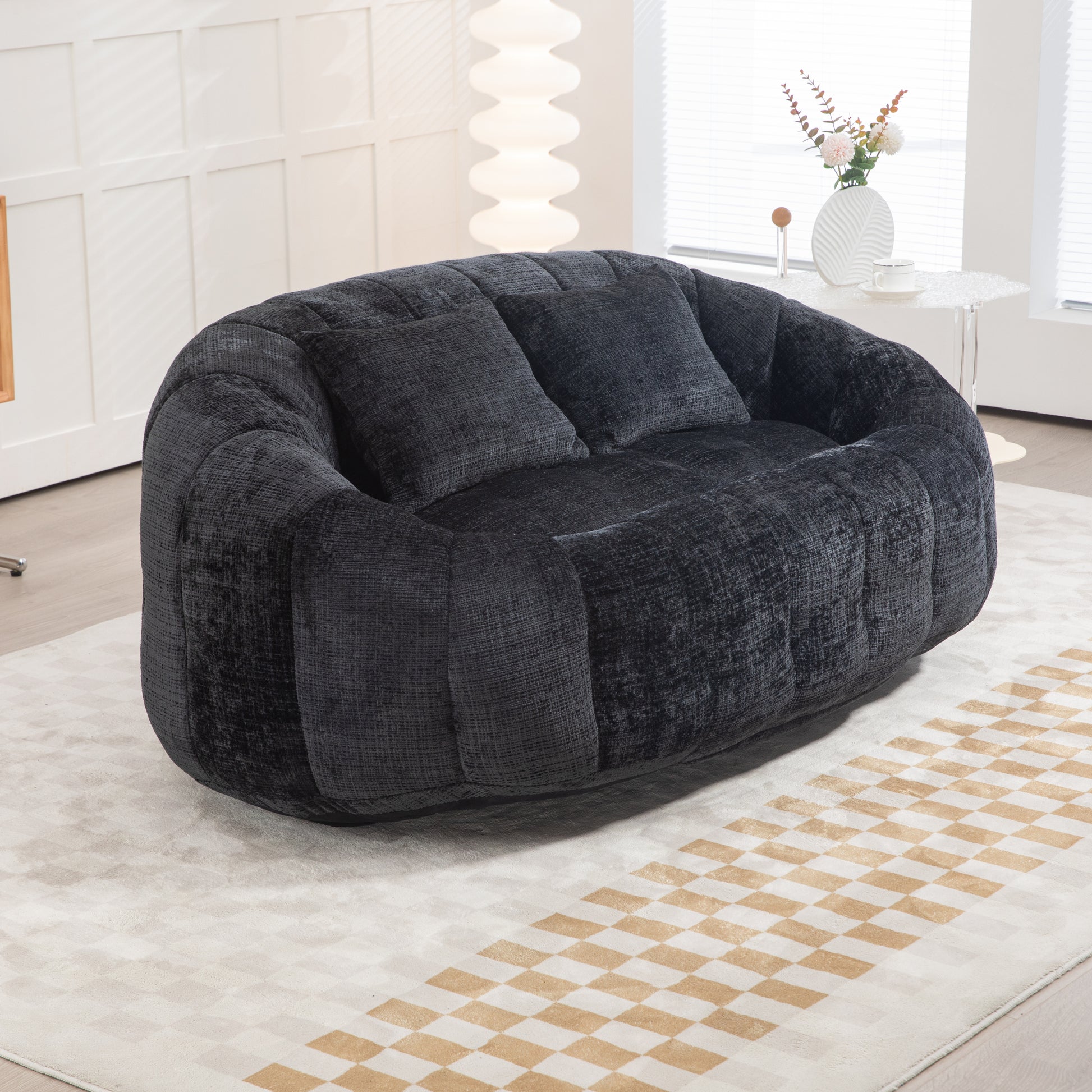 COOLMORE Bean Bag sofa Lazy Sofa Durable Comfort Lounger High Back Bean Bag Chair Couch for Adults and Kids, Indoor & Outdoor, Accent Floor Soft Lounge Chair  (Black chenille)