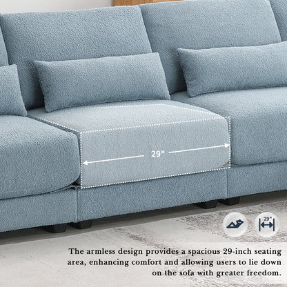 [VIDEO provided][New]120*61" Oversized Deep Seat Sectional Sofa with Reversible Chaise,Loop Yarn Fabric 5-seat Armless Indoor Furniture,Convertible L-shaped Couch for Living Room,Apartment,3 Colors