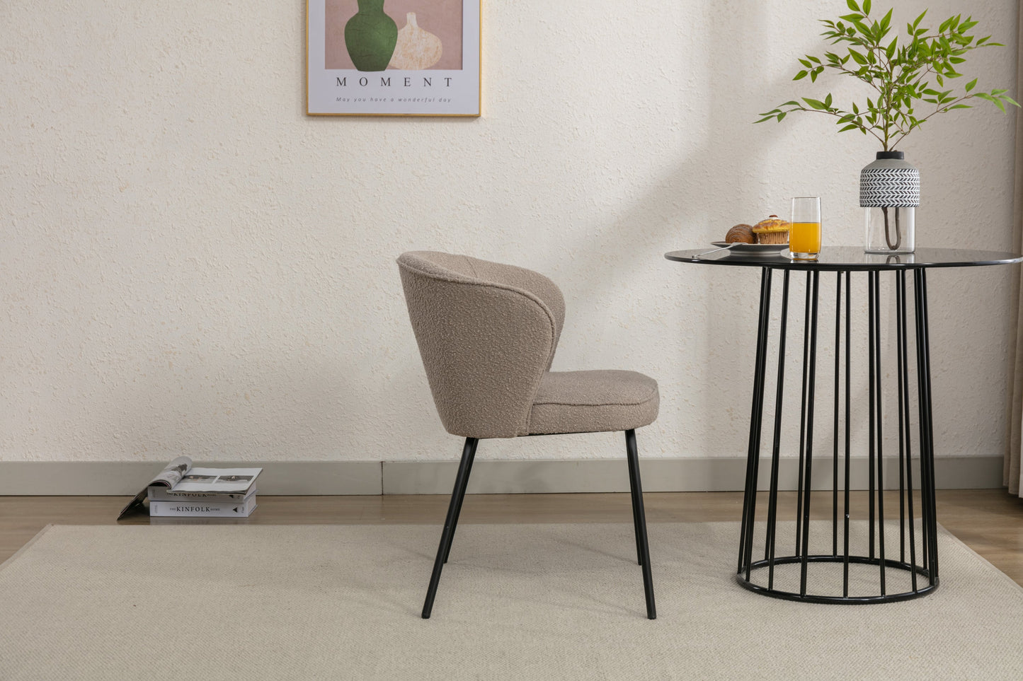 Retro Minimalist Modern Boucle Fabric Dining Chairs