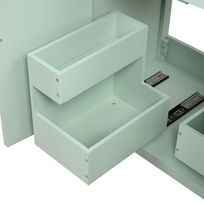 30" Bathroom Vanity with Sink, Multi-functional Bathroom Cabinet with Doors and Drawers, Solid Frame and MDF Board, Green