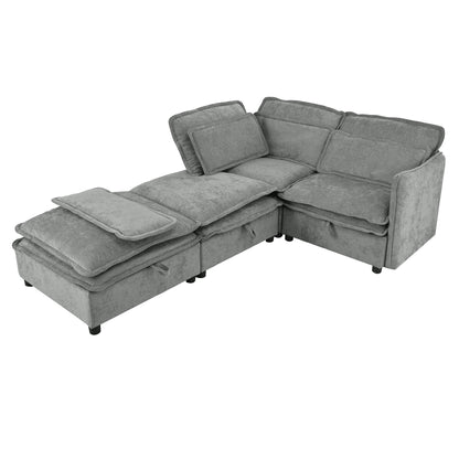 U_Style Double-Layer Cushion Modular Sofa, Freely Combinable, 4-Seater with Storage Function, Includes 4 Soft Cushions, Perfect for Living Rooms, Offices, and Apartments