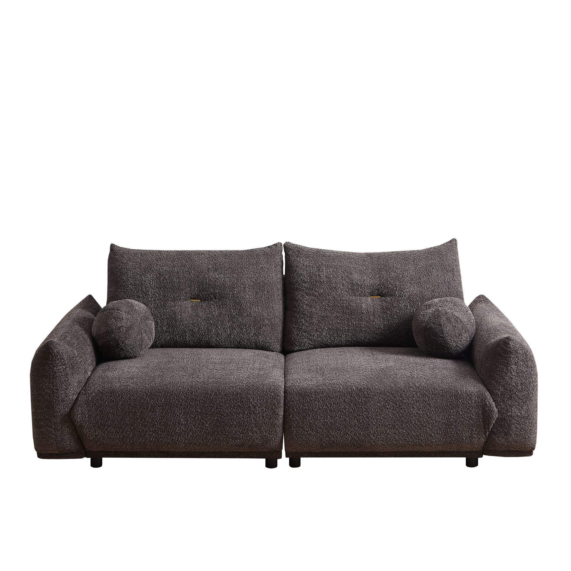 Lamb's wool 2-seater cushion sofa 90'' comfortable sofa for living room Bedroom and other casual spaces Lamb's wool sofa with 2 cushions and 2 ball pillows. (gray)