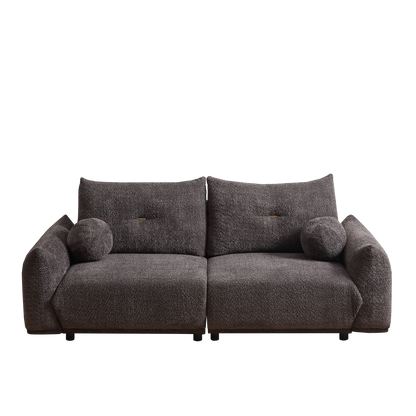 Lamb's wool 2-seater cushion sofa 90'' comfortable sofa for living room Bedroom and other casual spaces Lamb's wool sofa with 2 cushions and 2 ball pillows. (gray)