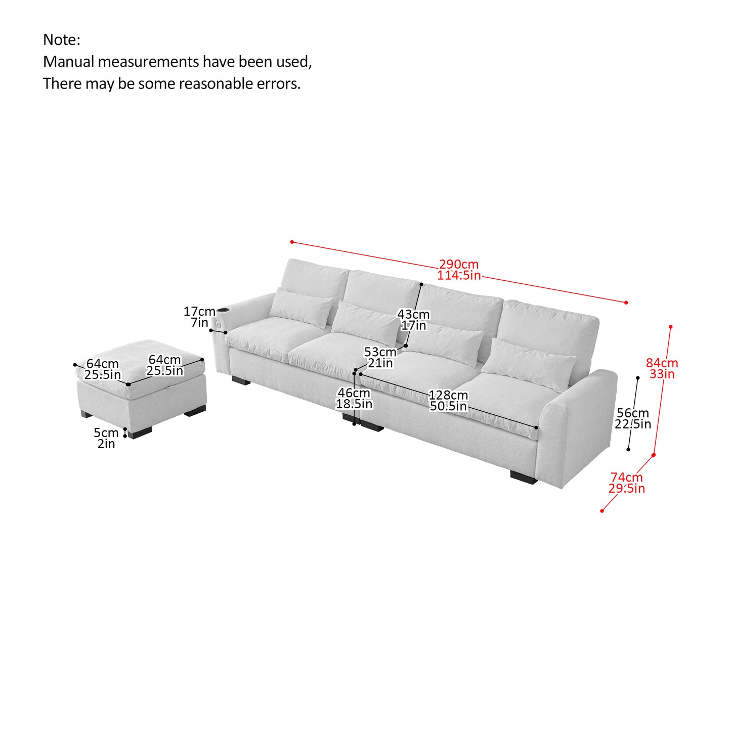 [VIDEO] provided]114.5"Modern Modular L Shaped Chenille Sofa Couch Reversible Ottoman With Storage Removable and Washable Cushions Sofa With USB Ports & Cup Holder For Living Room