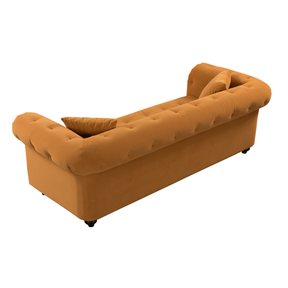 WKS12 Retro medieval style sofa, orange, full installation only needs to install feet can be used, with 2 throw pillows