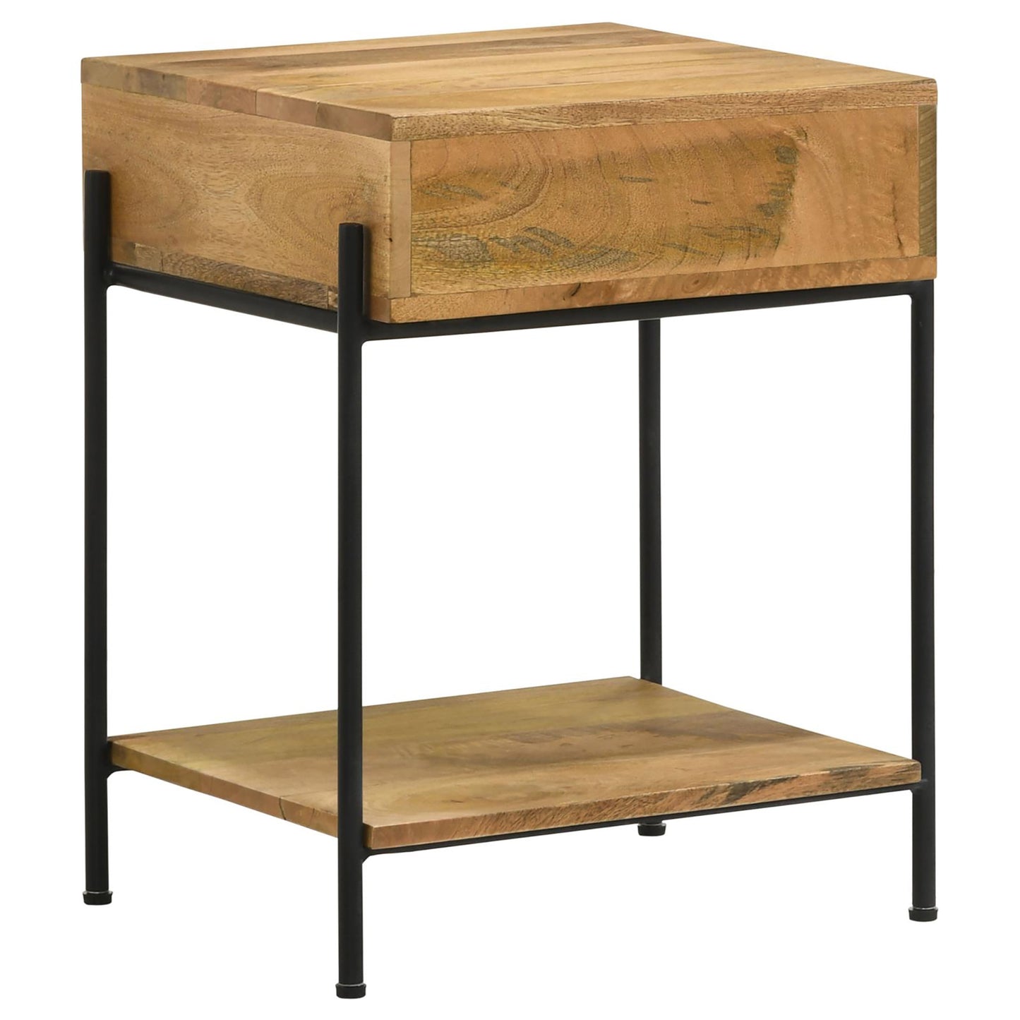 Natural Mango 1-Drawer Accent Table with Bottom Shelf