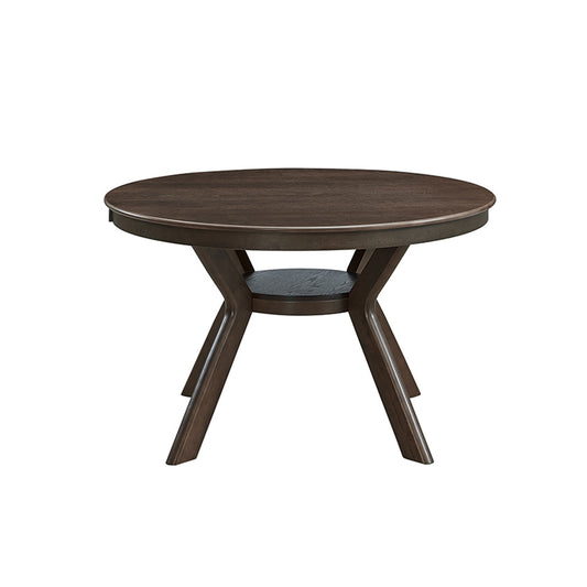 47.24''Round Rubber Wood Dining Table for 4-6 with Wooden Trestle Pedestal Base,Modern Kitchen Wooden Table Dinner Table for Dining Room, Living Room,Dark Brown(1Table)