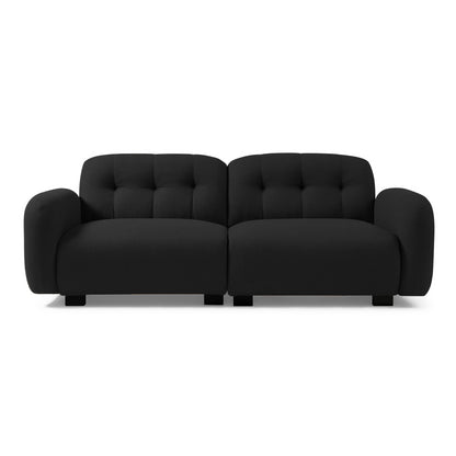 Modern Teddy Sofa Couch, 3-Seater Teddy Sofa Sectional with wooden Legs for 3-4 Persons, Upholstered Deep Seat Love Seat Sofa Chaise for Living Room,Bedroom, Apartment and Office,Black