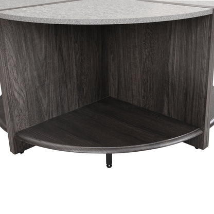 4 Piece of Industrial Round Coffee Table,Sturdy and Easy Assembly, 2-Tier with Storage for Living Room, Garden, gray