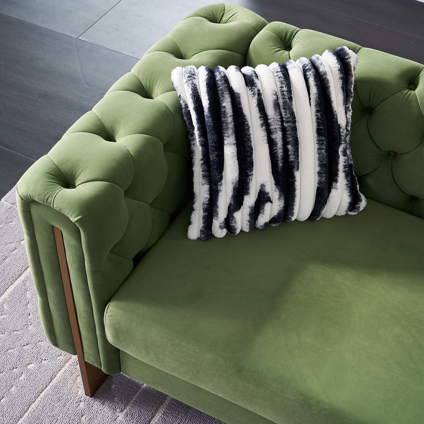 Chesterfield Modern Tufted Velvet Living Room Sofa, 84.25''W Couch,Mint Green