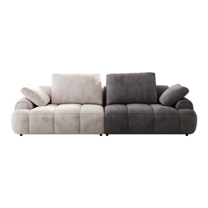 86.6″ Large size two Seat Sofa,Modern Upholstered,Beige paired with grey suede fabric