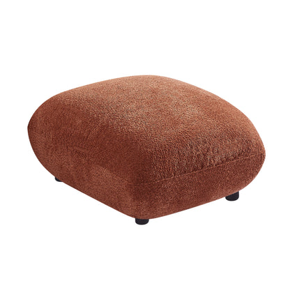 Modern Round  Footrest Stool Ottoman Foot Stool for Living Room, Bedroom, boucle Orange.