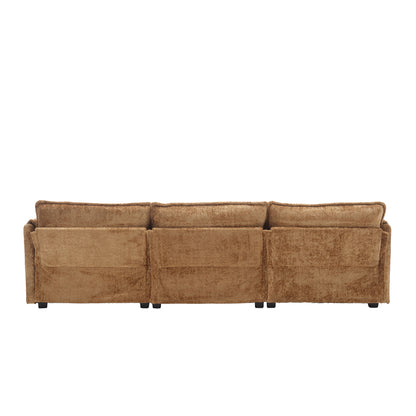 Modern Large boucle Fabric L-Shape Sectional Chenille fabric, movable pedals, detachable armrests, oversized three-seat Sofa