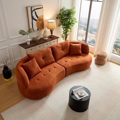 WKS7C Orange sectional sofa with removable pillows, durable fabric, solid wood frame, high density sponge filler